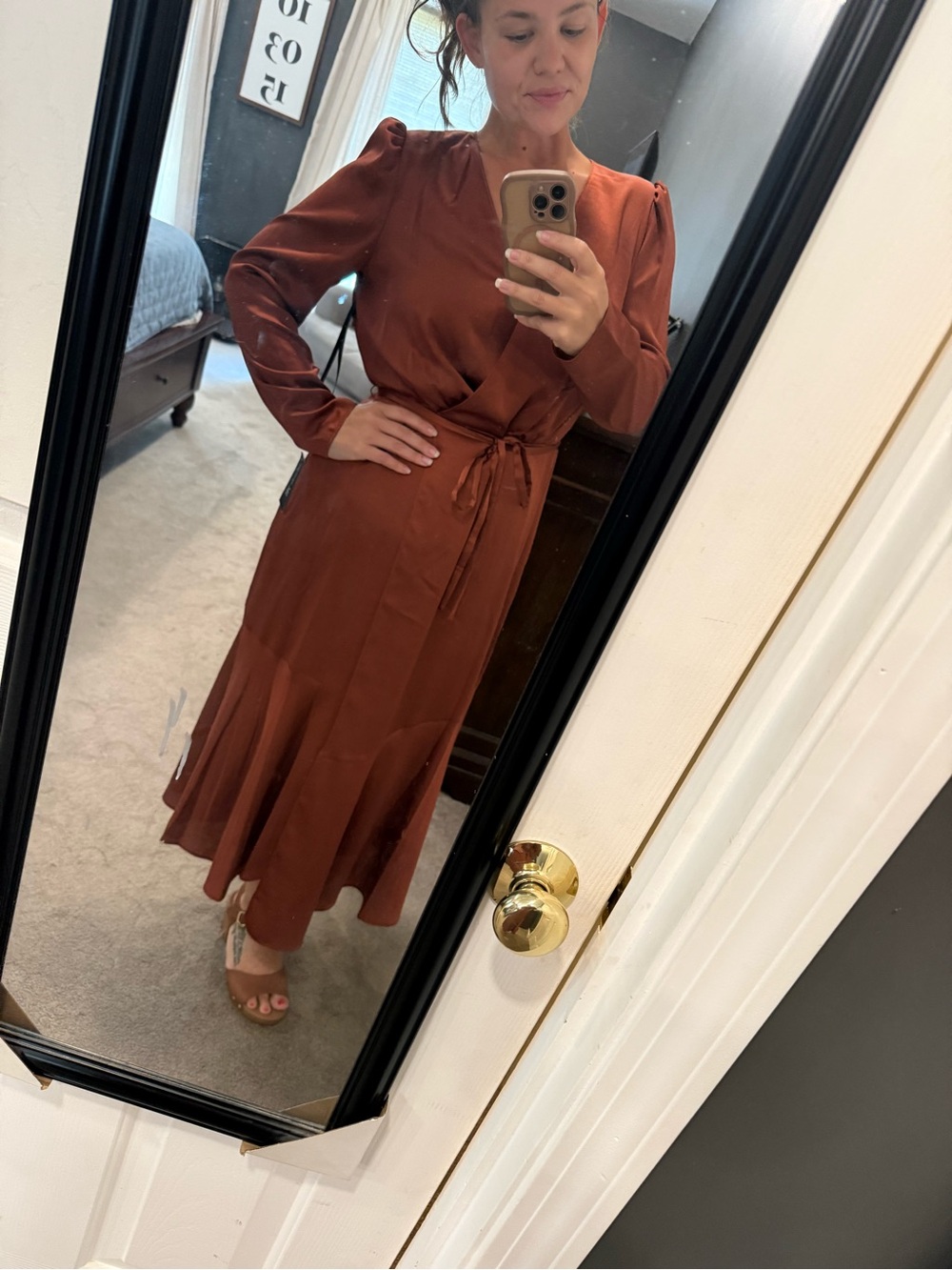 INC International Concepts Rust Wrap Maxi Dress with Tie